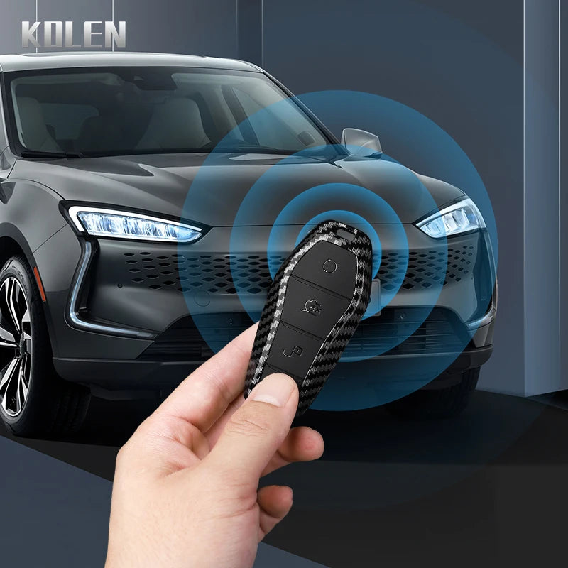 Car Key Cover Compatible with BYD Han EV Tang DM Qin Plus Song Pro Max Yuan Dolphin E2 – Carbon Fiber Style