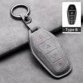 Leather Remote Key Fob Cover Compatible with BYD Atto 3, Han EV, Dolphin – 4 Buttons