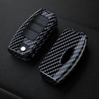 Car Key Cover Compatible with Ford Fiesta Focus 2 Ecosport Kuga Escape Falcon B-Max C-Max Eco Sport Galaxy – Carbon Fiber Style