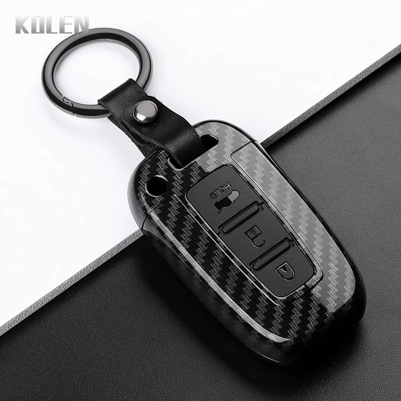 Car Key Cover Compatible with Hyundai ix35 Elantra Sonata 8 9; Kia Sportage K5 K2 Sorento Optima Forte – Carbon Fiber Style