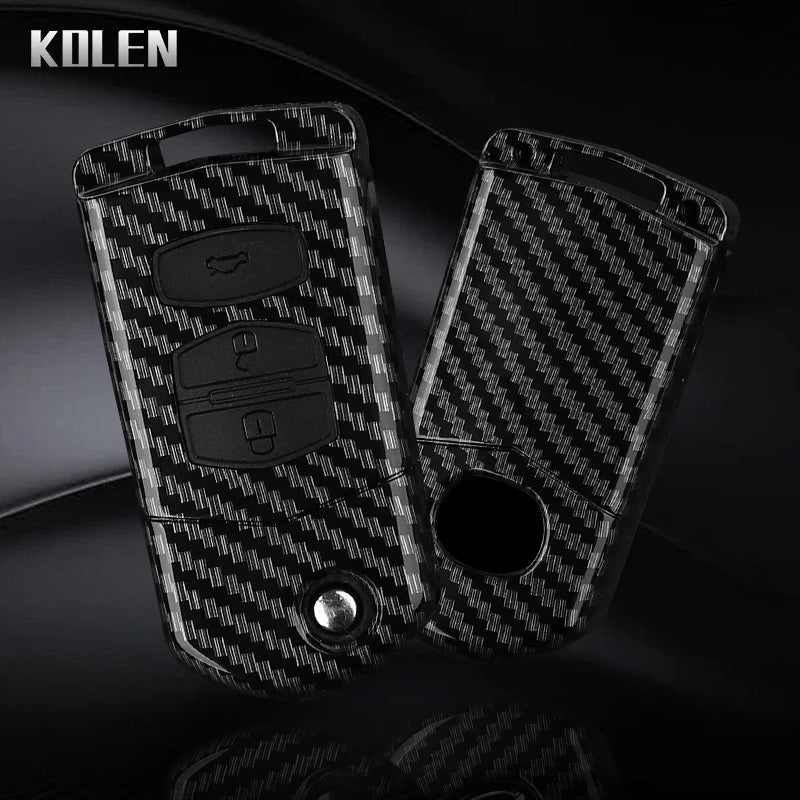 Flip Key Cover Compatible with Mazda 2 3 5 6 8 CX7 CX-7 CX5 CX-5 CX9 CX-9 MX5 MX-5 M6 RX8 RX-8 – 2/3/4 Buttons – Carbon Fiber Style