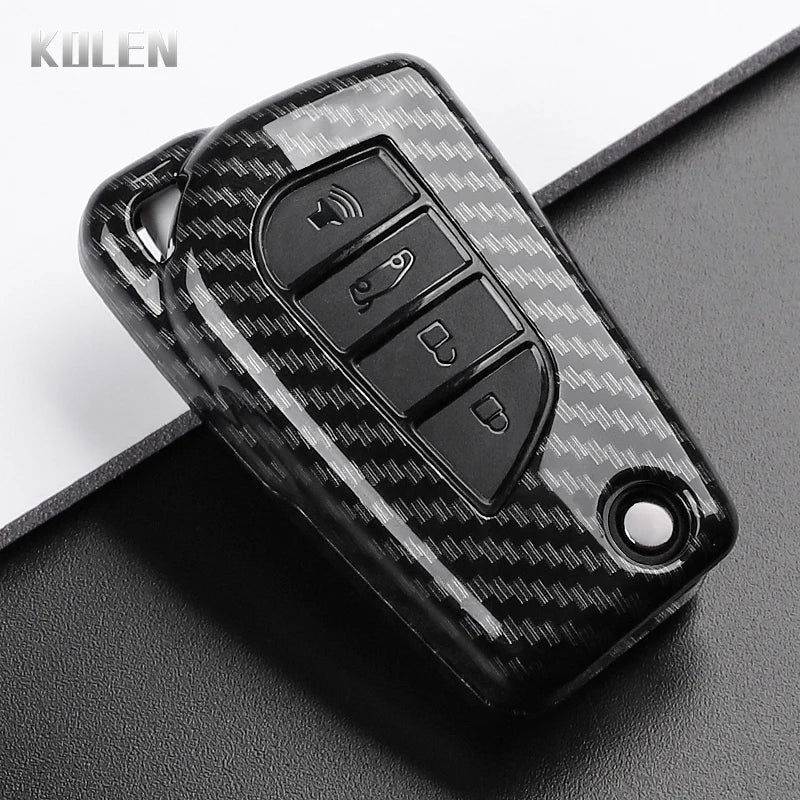 Car Key Cover Compatible with Toyota Camry RAV4 Fortuner Hilux Auris Corolla Avensis Verso Yaris Aygo; Scion tC – Carbon Fiber Style