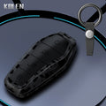 Car Key Cover Compatible with BYD Qin Plusdmi Atto 3 Han EV Dolphin – 4 Buttons – Carbon Fiber Style