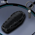 Car Key Cover Compatible with BYD Qin Plusdmi Atto 3 Han EV Dolphin – 4 Buttons – Carbon Fiber Style