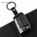 Car Key Cover Compatible with Volkswagen (VW) Golf 7 MK7 Tiguan MK2; SEAT Ateca Leon FR 2 Ibiza – Carbon Fiber Style