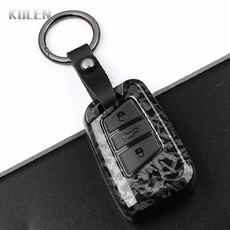 Car Key Cover Compatible with Volkswagen (VW) Passat B8 Magotan; Skoda Superb A7 Kodiaq; SEAT – Carbon Fiber Style