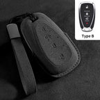 Suede Car Key Cover Compatible with Chevrolet Cruze, Spark, Sonic, Camaro, Volt, Bolt, Trax, Malibu, Onix, Equinox, Orlando, Blazer, Traverse