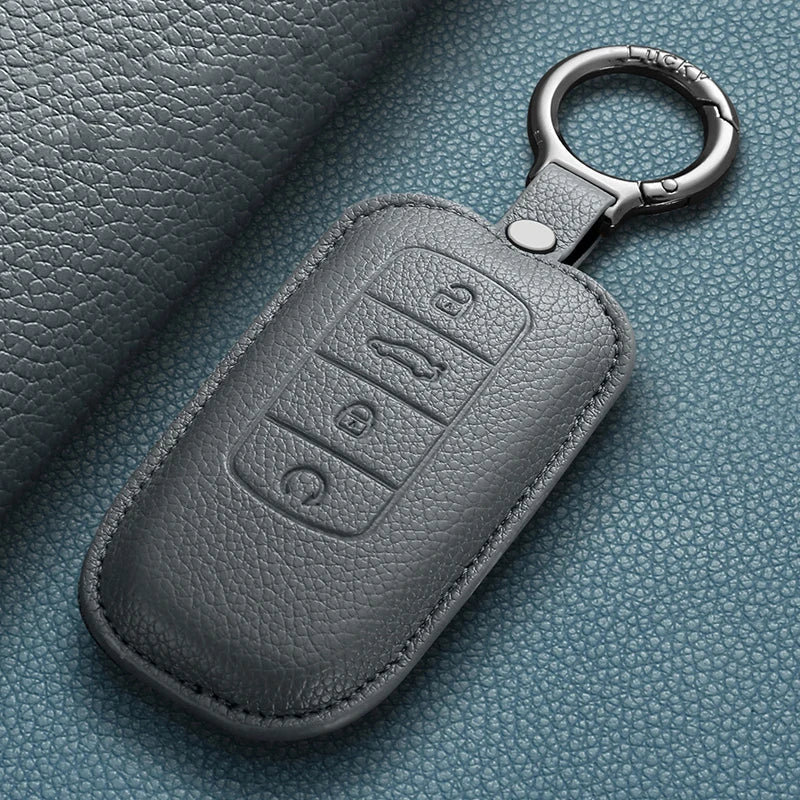 Leather Smart Car Key Cover Compatible with Chery Jaecoo J7, J6, J8; Tiggo 7/8 Pro Max; Omoda 5, C5; Tiggo 7/8 Pro Plus; Arrizo 5 Plus
