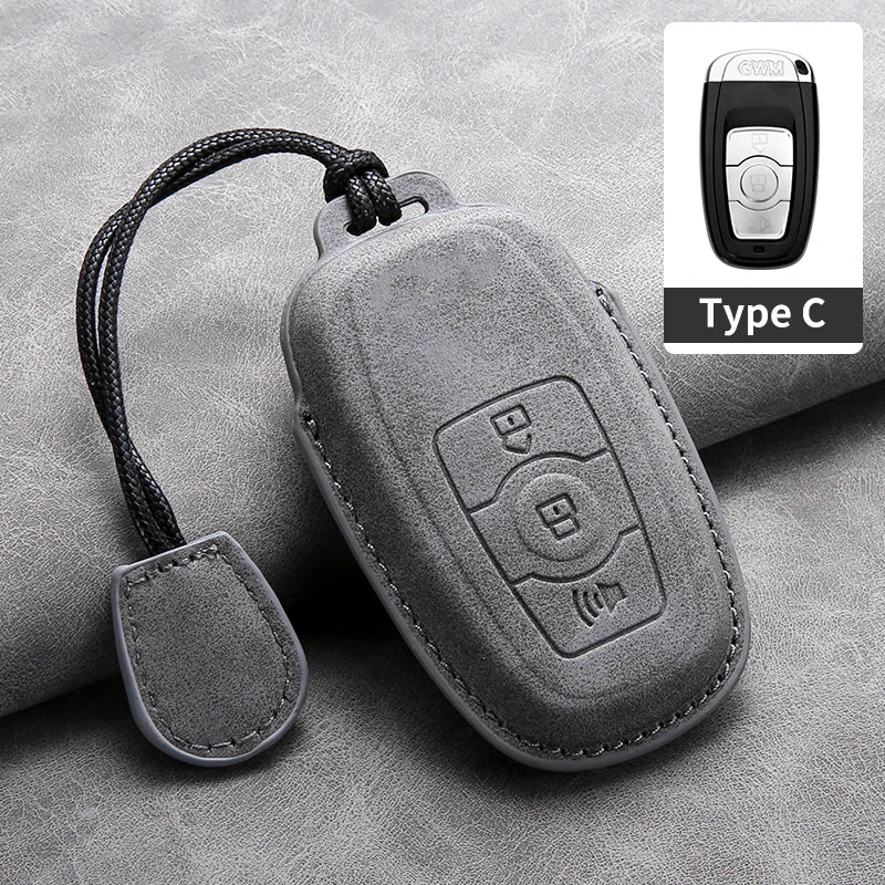 Leather Car Key Cover Compatible with Great Wall Haval/Hover H6, H7, H8, H4, H9, F5, F7, H2S, H3, H5, M6, Dargo, B07, A07