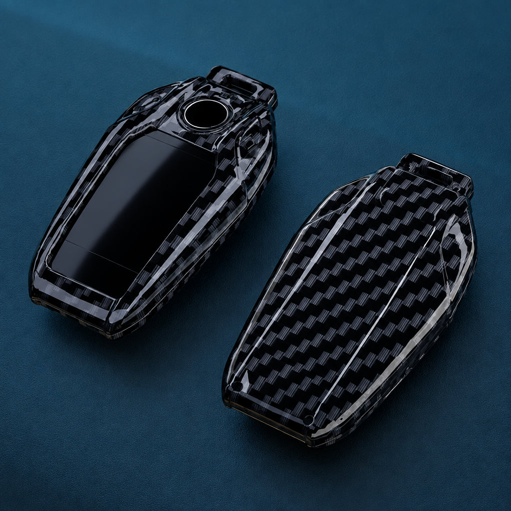Car Key Cover Compatible with BMW 5 7 Series X3 X4 X5 X7 G30 G31 G11 G12 G01 GT G32 i8 – Carbon Fiber Style