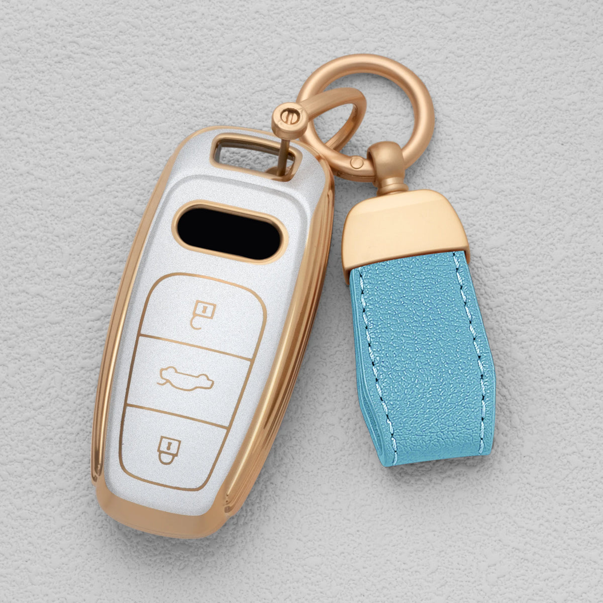 Quicksand Gold TPU Car Key Fob Cover for Audi A3, A4, A6, A7, A8, S8, Q7, Q8, SQ8 & e-tron – B9, C8, D5, 4K – 2018–2021