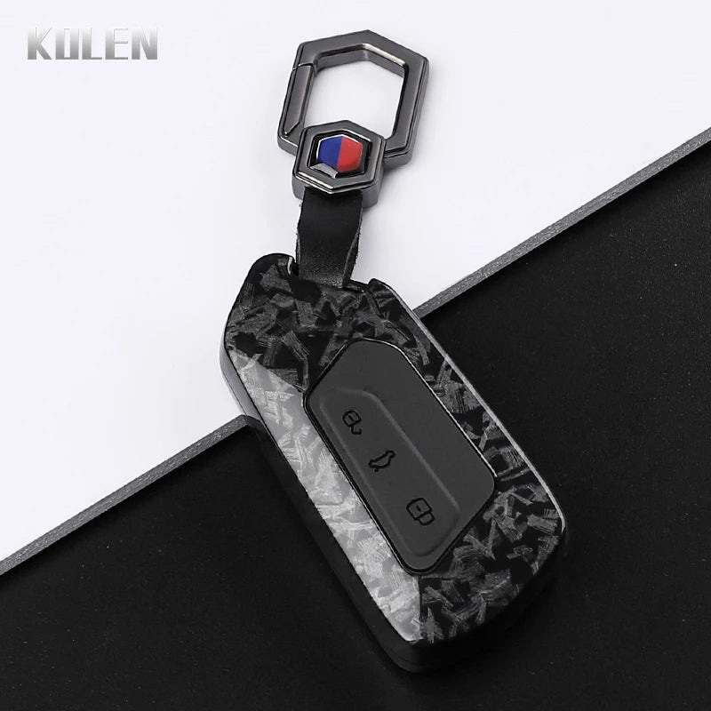 Car Key Cover Compatible with Volkswagen (VW) Golf 8 MK8 ID3 ID.4; CUPRA; Skoda Octavia A8; SEAT Leon MK4 – Carbon Fiber Style