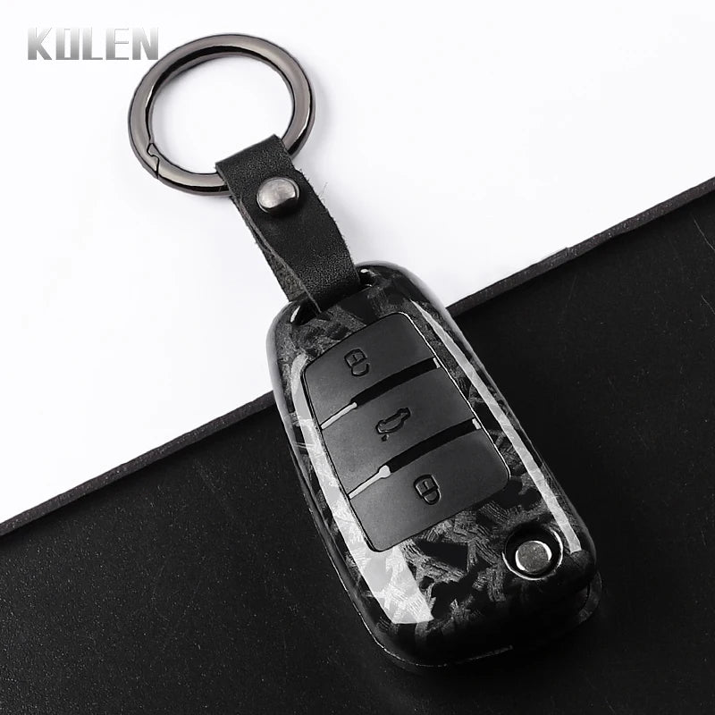 Car Key Cover Compatible with Audi C6 R8 A1 A3 Q3 A4 A5 Q5 A6 S6 A7 B6 B7 B8 8P 8V 8L TT RS S Line – Carbon Fiber Style