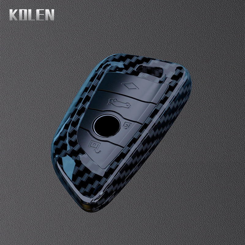 Car Key Cover Compatible with BMW 1 2 3 4 5 6 7 Series X1 X3 X4 X5 X6 X7 F10 F20 F30 G20 G30 G01 F15 F16 G02 G05 F34 – Carbon Fiber Style
