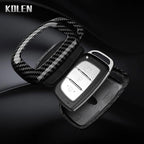 Car Key Cover Compatible with Hyundai Tucson Santa Fe Rena Sonata Elantra Creta ix35 ix45 i10 i30 i40 – Carbon Fiber Style