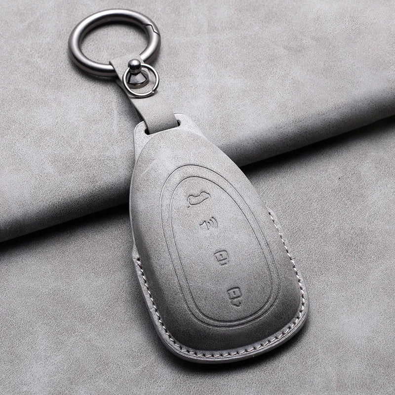Leather Car Key Fob Cover Compatible with Great Wall GWM WEY Coffee01, Coffee02, WEY-X, WEY-S, WEY-GT, VV7 GT