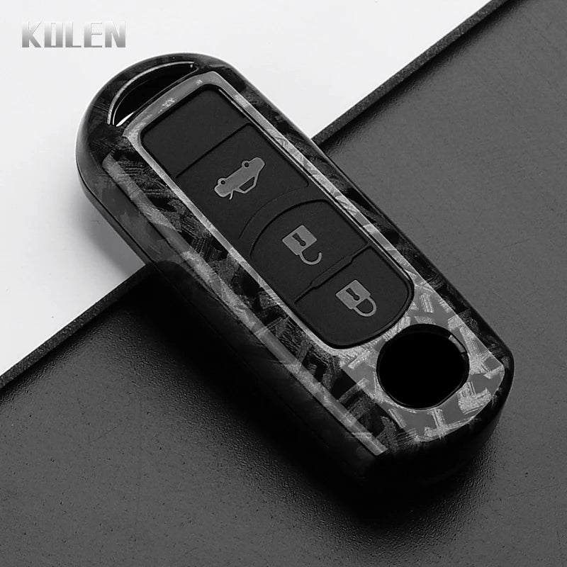 Car Key Cover Compatible with Mazda 2 3 6 Demio Atenza Axela CX-5 CX5 CX-3 CX7 CX-9 3 4 CX30 2016 2017 2018 2019 – Carbon Fiber Style