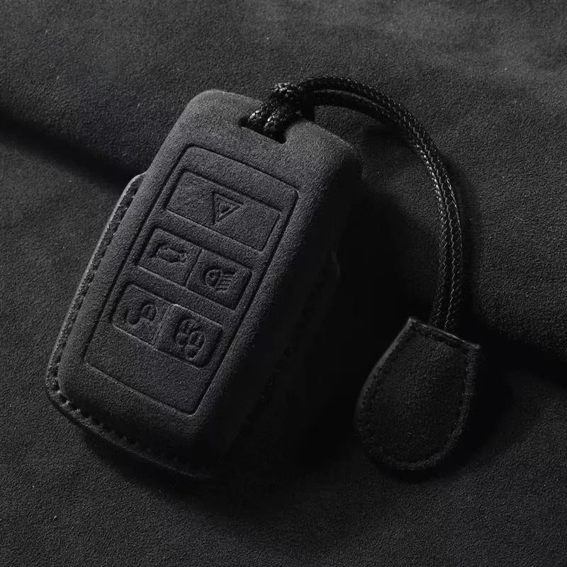 Suede Keyless Car Key Cover Compatible with Land Rover Range Rover Sport, Velar, Evoque, Freelander2, Discovery