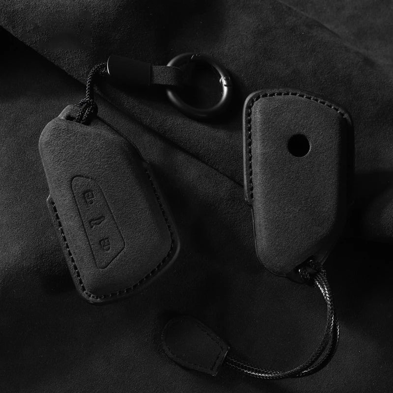 Suede Keyless Car Key Cover Compatible with VW Volkswagen GTI, R, MK8, Golf 8, ID.3, ID.4, ID.6