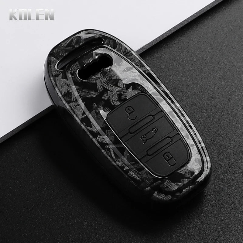 Car Key Cover Compatible with Audi A1 A3 8V A4 B8 B9 A5 A6 C7 A7 A8 Q3 Q5 Q7 S4 S6 S7 S8 R8 TT – Carbon Fiber Style