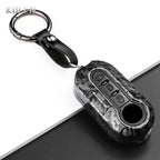 Car Key Cover Compatible with Fiat 500 Ducato Punto Panda; Lancia Musa; Citroen Jumper; Peugeot Boxer – Carbon Fiber Style