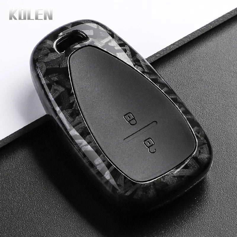 Car Key Cover Compatible with Chevrolet Malibu Blazer Traverse Onix Equinox Volt Bolt Trax Orlando Cruze Spark Camaro – Carbon Fiber Style