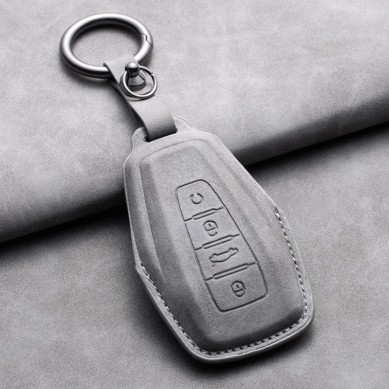 Leather Car Key Cover Compatible with Geely Coolray, X6, Emgrand, Global Hawk, GX7, Atlas, Boyue, NL3, X7, EX7, Kulrey, GT, GC9