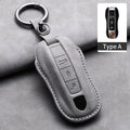 Leather Car Key Cover Compatible with Porsche Panamera, Carman, Macann, Bobst, Cayenne, 911, 981, 991, 970, 996