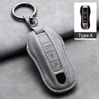 Leather Car Key Cover Compatible with Porsche Panamera, Carman, Macann, Bobst, Cayenne, 911, 981, 991, 970, 996