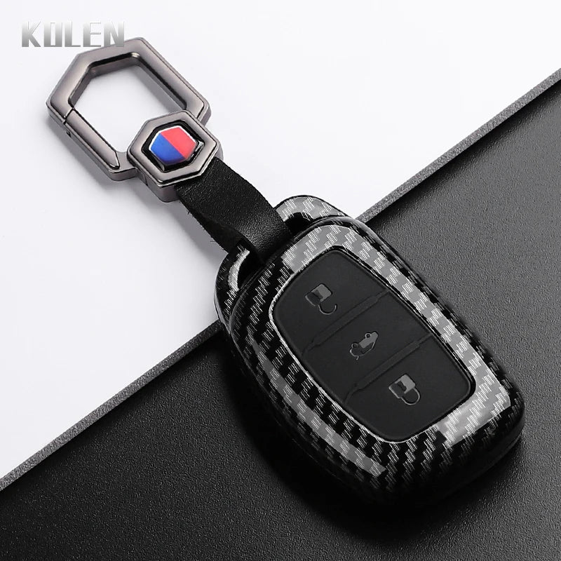 Car Key Cover Compatible with Hyundai Tucson Santa Fe Rena Sonata Elantra Creta ix35 ix45 i10 i30 i40 – Carbon Fiber Style