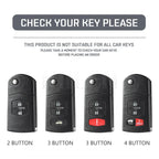 Flip Key Cover Compatible with Mazda 2 3 5 6 8 CX7 CX-7 CX5 CX-5 CX9 CX-9 MX5 MX-5 M6 RX8 RX-8 – 2/3/4 Buttons – Carbon Fiber Style