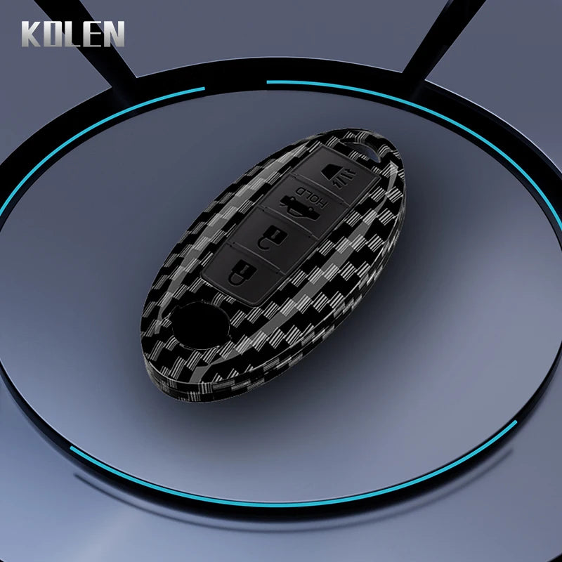 Car Key Cover Compatible with Nissan Qashqai X-Trail T32 T31 Juke J10 J11 Kicks Tiida Pathfinder Note; Infiniti – Carbon Fiber Style