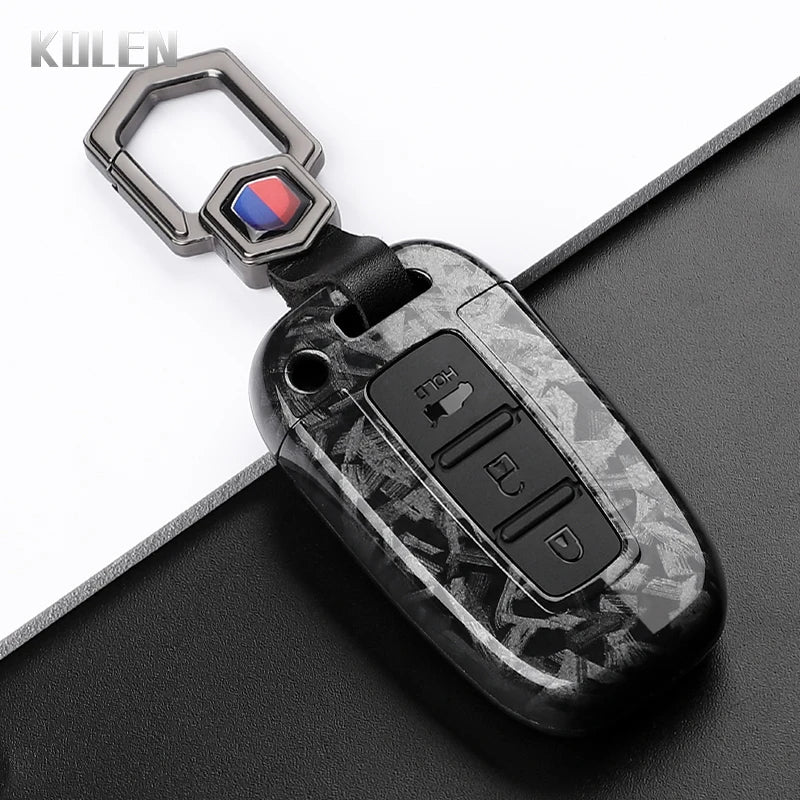 Car Key Cover Compatible with Hyundai ix35 Elantra Sonata 8 9; Kia Sportage K5 K2 Sorento Optima Forte – Carbon Fiber Style