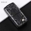 Car Key Cover Compatible with Peugeot 107 207 307 308 407 607 3008 5008; Citroen Xsara Picasso C5 C6 C8 – Carbon Fiber Style