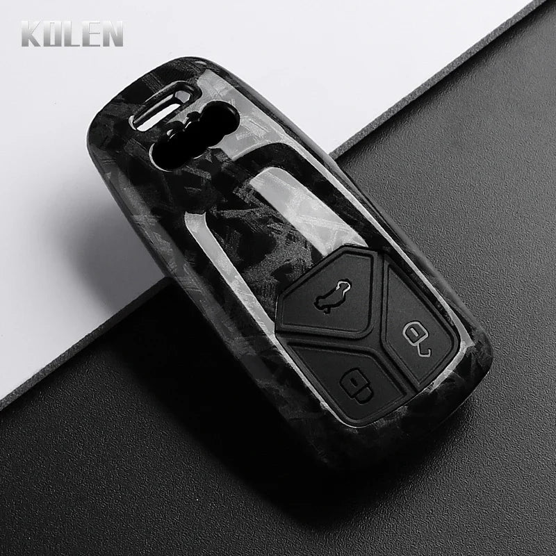 Car Key Cover Compatible with Audi A4 B9 A5 A6 8S 8W Q5 Q7 4M S4 S5 S7 TT TTS TFSI RS – Carbon Fiber Style