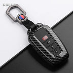 Car Key Cover Compatible with Toyota Prius Camry Corolla CHR C-HR RAV4 Land Cruiser Prado – Carbon Fiber Style