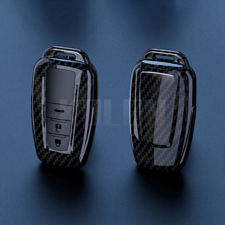 Car Key Cover Compatible with Toyota Prius Camry Corolla CHR C-HR RAV4 Land Cruiser Prado – Carbon Fiber Style