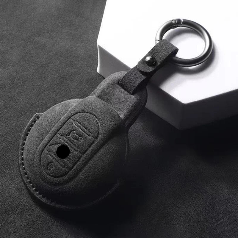 Suede Car Key Fob Cover Compatible with BMW MINI Cooper S, One, JCW, F54, F55, F56, F57, F60, Clubman, Countryman