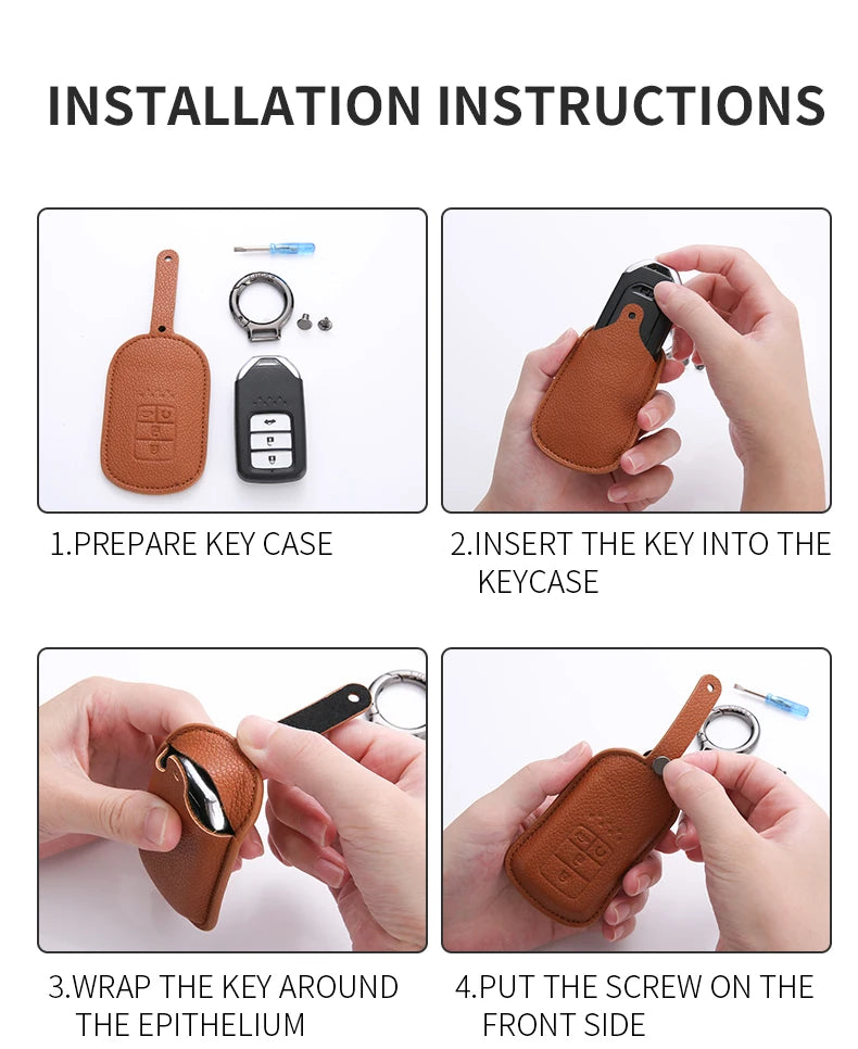 Leather Smart Car Key Cover Compatible with Chery Jaecoo J7, J6, J8; Tiggo 7/8 Pro Max; Omoda 5, C5; Tiggo 7/8 Pro Plus; Arrizo 5 Plus