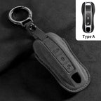 Suede Remote Key Fob Case Compatible with Porsche 958, Macan, 911, Panamera, 996, 991, Boxster, 987, 997, 2019, 2020