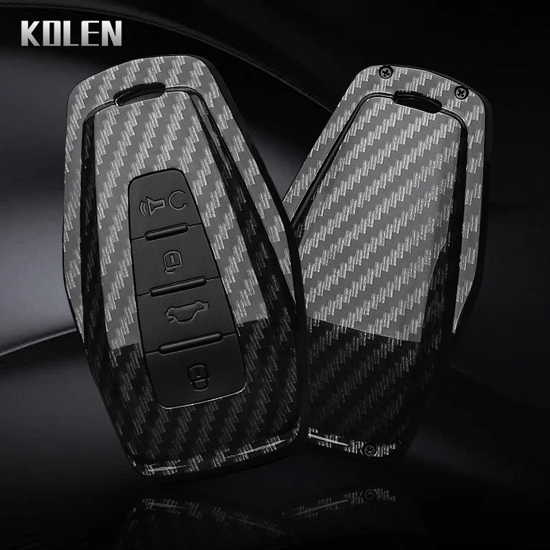Car Key Cover Compatible with Geely Coolray Atlas Boyue NL3 Emgrand X6 X7 EX7 GT GC9 Borui – Carbon Fiber Style