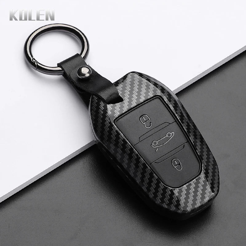 Car Key Cover Compatible with Peugeot 2008 3008 4008 5008 308 408 508; Citroen C1 C2 C4 C6 C3-XR Picasso Grand DS3 DS5 – Carbon Fiber Style