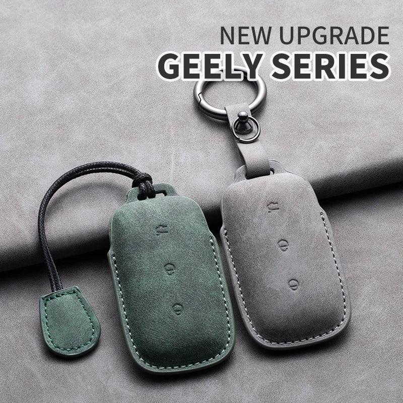 Leather Car Key Fob Cover Compatible with Geely Galaxy L7, 24, L6 MAX, 1.5T, Plus, AIR, PRO, Galaxy L7max, E8, E5