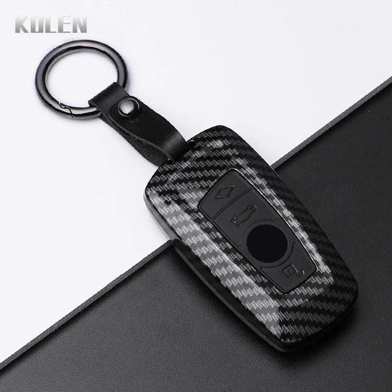 Car Key Cover Compatible with BMW 1 3 5 7 Series X1 X3 X4 X5 F10 F15 F16 F20 F30 F18 F25 M3 M4 – Carbon Fiber Style