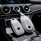 Leather Car Key Cover Compatible with Mercedes-Benz A-Class, C-Class, E-Class, S-Class, G-Class, GLC, CLE, CLA, W177, W205, W213, W222, X167, AMG