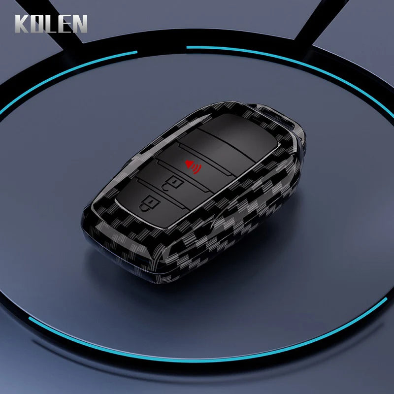 Flip Key Cover Compatible with Toyota Sienna RAV4 Crown Hilux Fortuner Camry Land Cruiser Prado Venza – Carbon Fiber Style