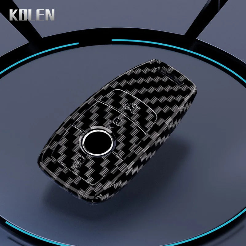 Car Key Cover Compatible with Mercedes-Benz A B C E S Class W204 W205 W212 W213 W176 GLC CLA AMG W177 X167 W463 – Carbon Fiber Style
