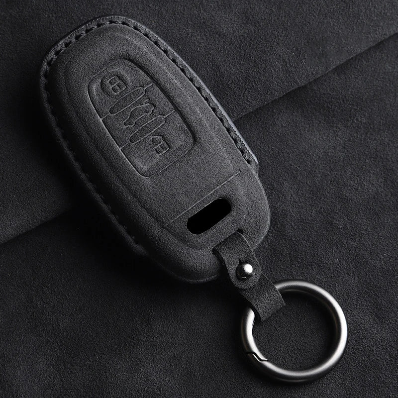 Suede Car Key Fob Cover Compatible with Audi A1, A3, 8V, A4, B8, B9, A5, A6, C7, A7, A8, Q3, Q5, Q7, S4, S6, S7, S8, R8, TT
