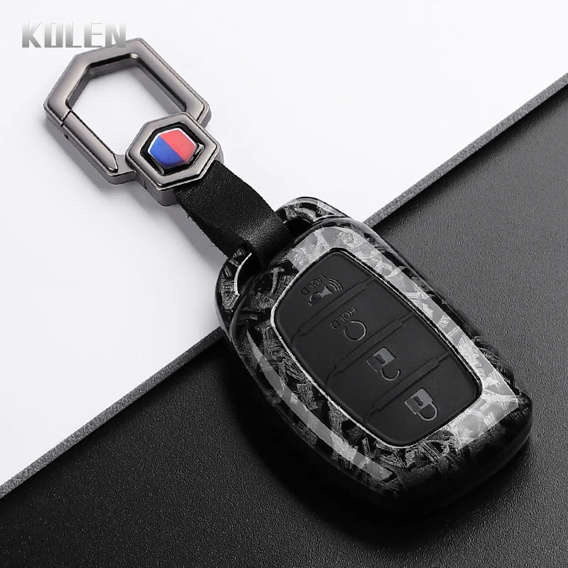 Car Key Cover Compatible with Hyundai Tucson Santa Fe Rena Sonata Elantra Creta ix35 ix45 i10 i30 i40 – Carbon Fiber Style