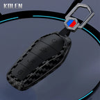 Car Key Cover Compatible with BYD Qin Plusdmi Atto 3 Han EV Dolphin – 4 Buttons – Carbon Fiber Style